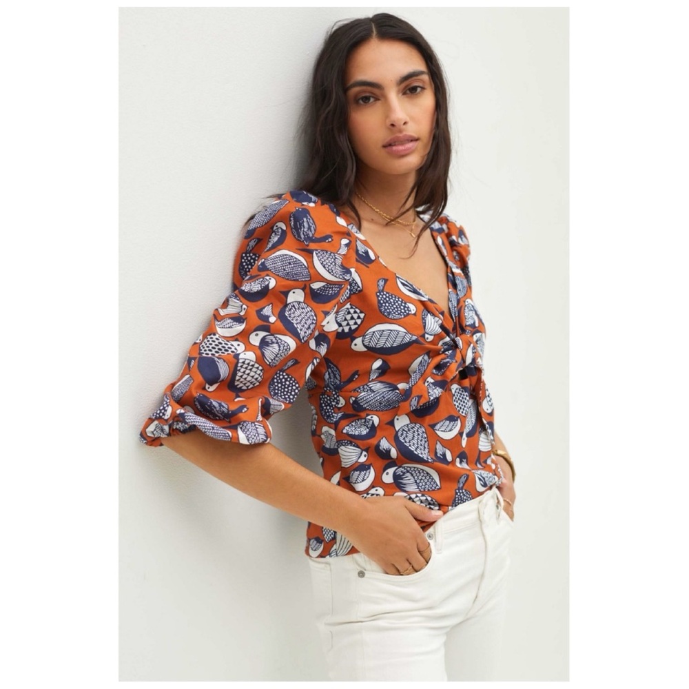 NWT Anthropologie Eva Franco Tropical Birds Top  Size 4